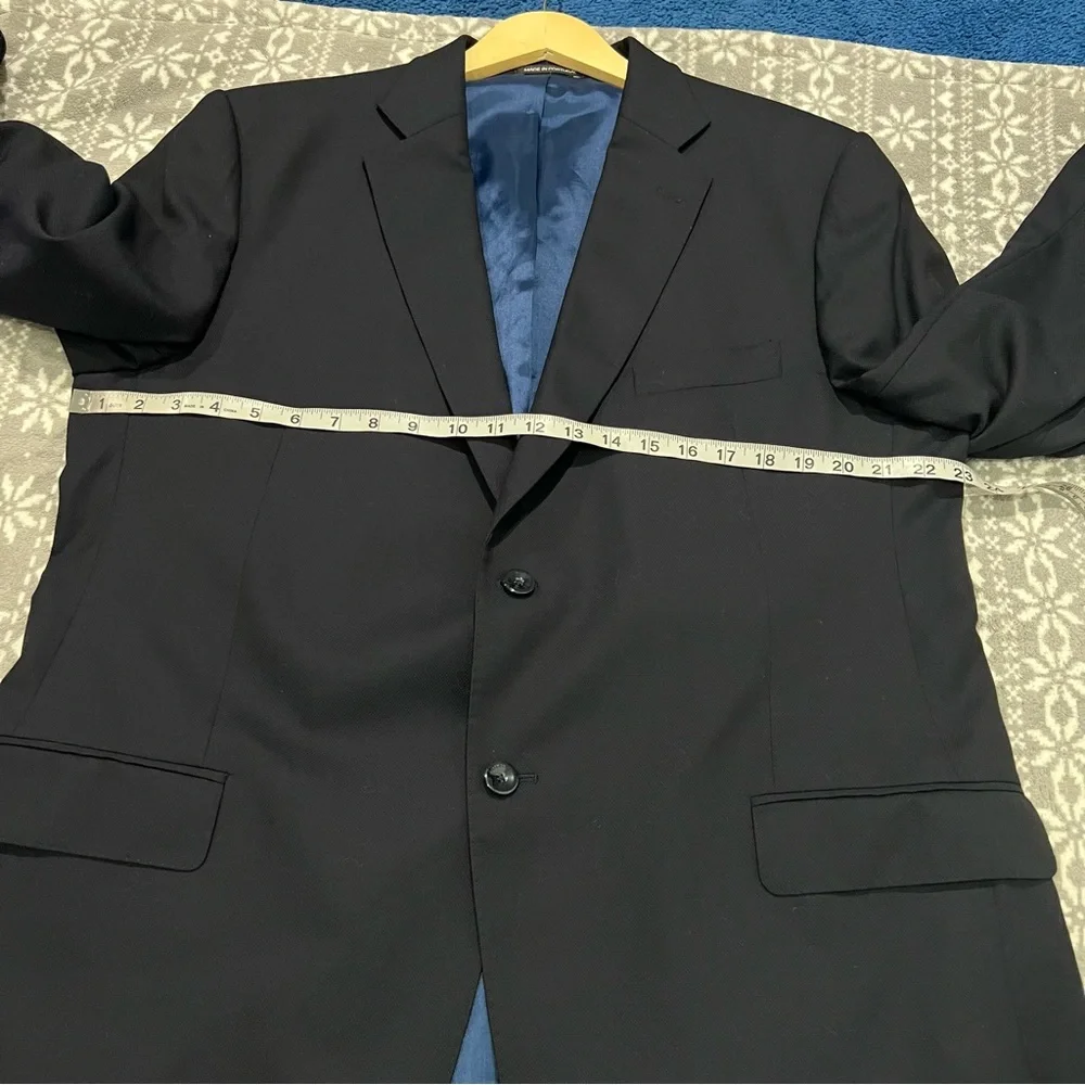 J. Hilburn Guabello‎ 100% Wool Navy Classic Fit Blazer Two Button Size 45R